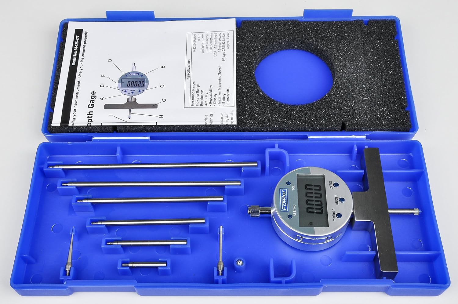 Fowler 54-125-777-0 Jauge de profondeur électronique 0-22" X-Depth 22-E