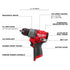 Milwaukee Tool M12 FUEL Drill Driver feature callout diagram - chuck, motor, torque, LED worklight
