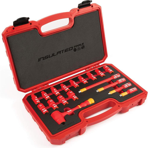 Titan Tools 66100 Jeu de 18 douilles isolées VDE, entraînement 1/4 po, 18 pièces