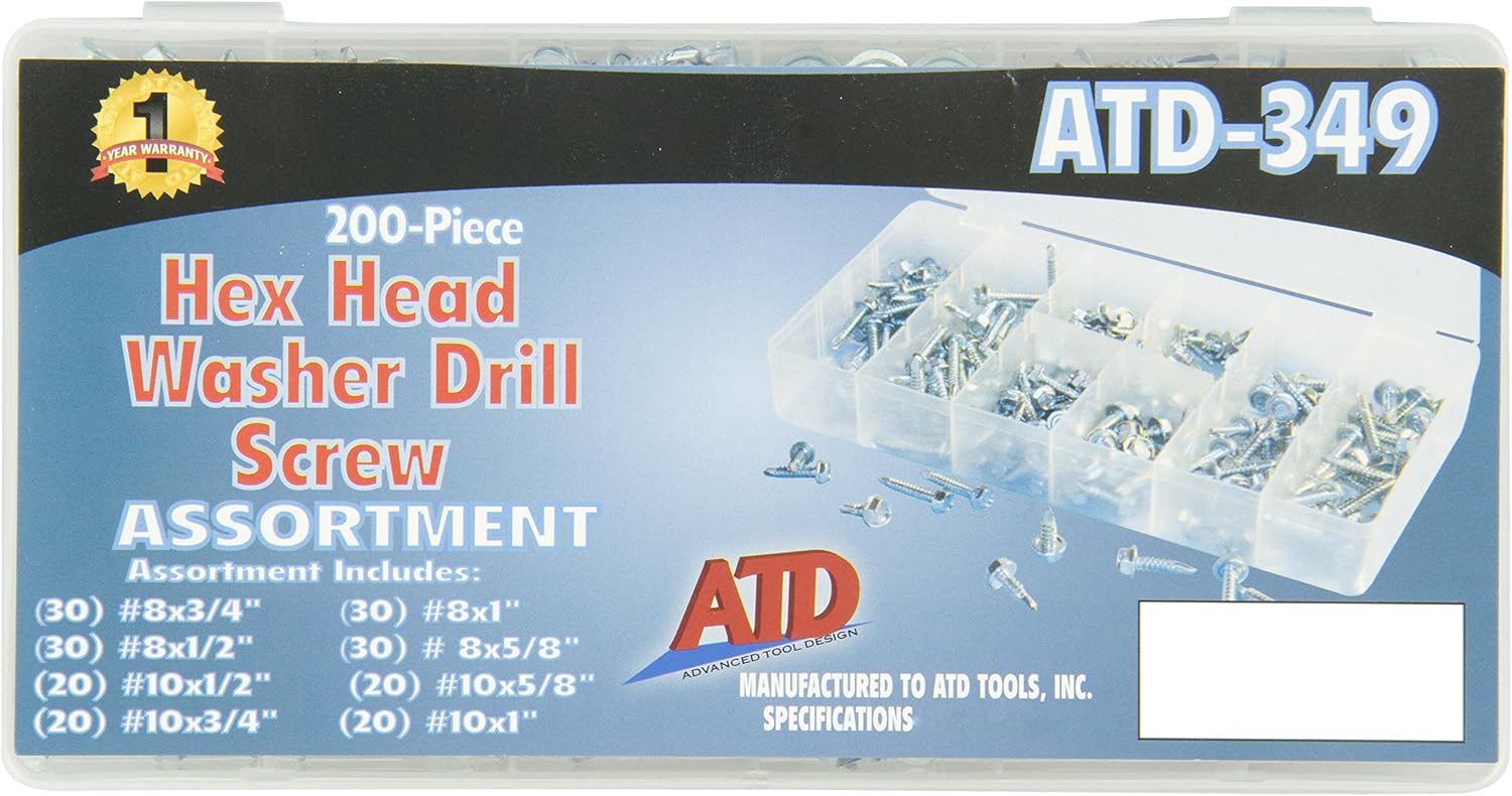 ATD Tools 349 200-Piece Hex Head Screw Assortment