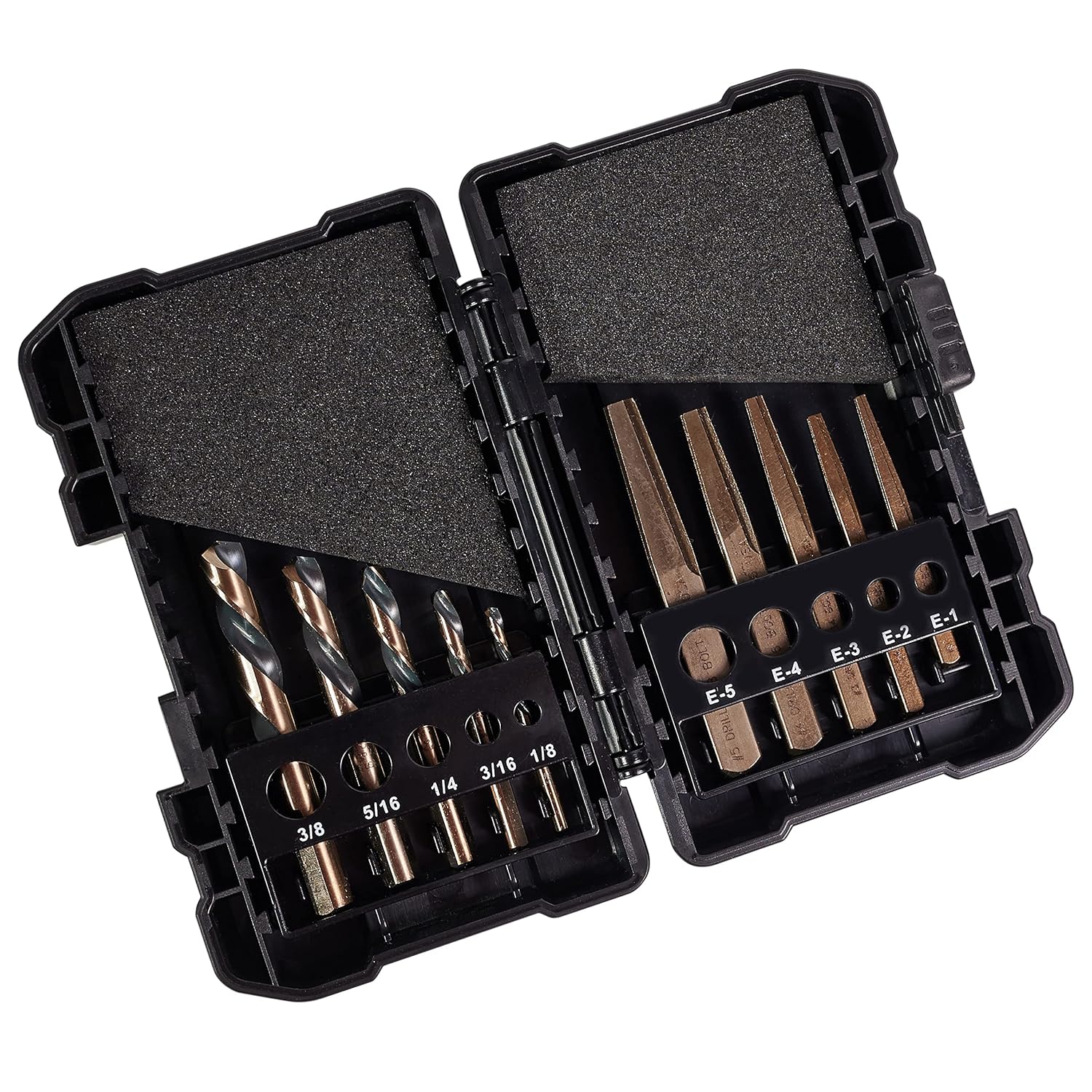 KnKut 10KK7-LHSQX 10-PC LEFT HAND SCREW MACHINE DRILL & SQUARE EXTRACTOR SET, 1/8"-3/8", SQE1-SQE5