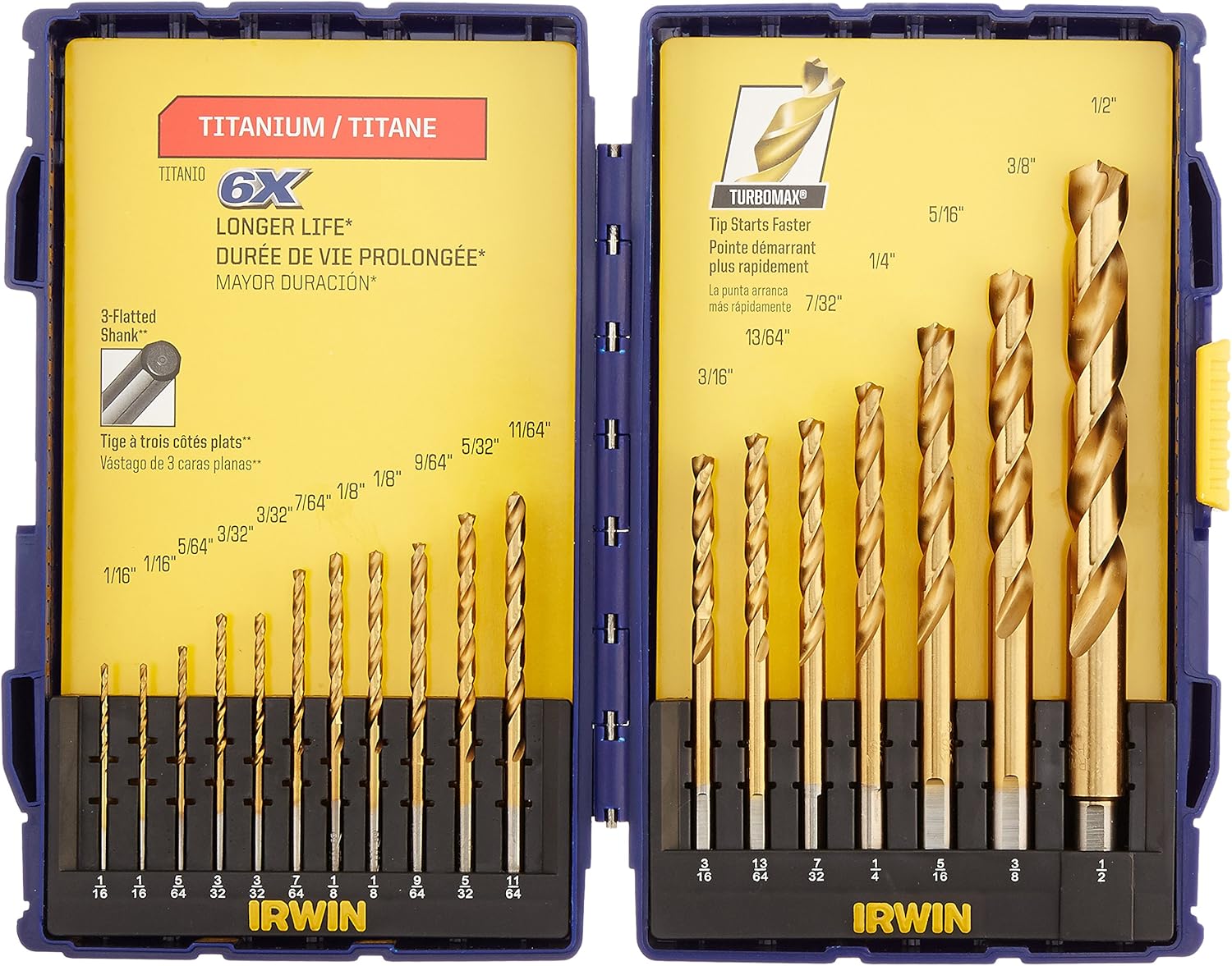 Irwin Tools 3018010 Lot de 18 forets en titane TURBOMAX SPEEDBOR PRO
