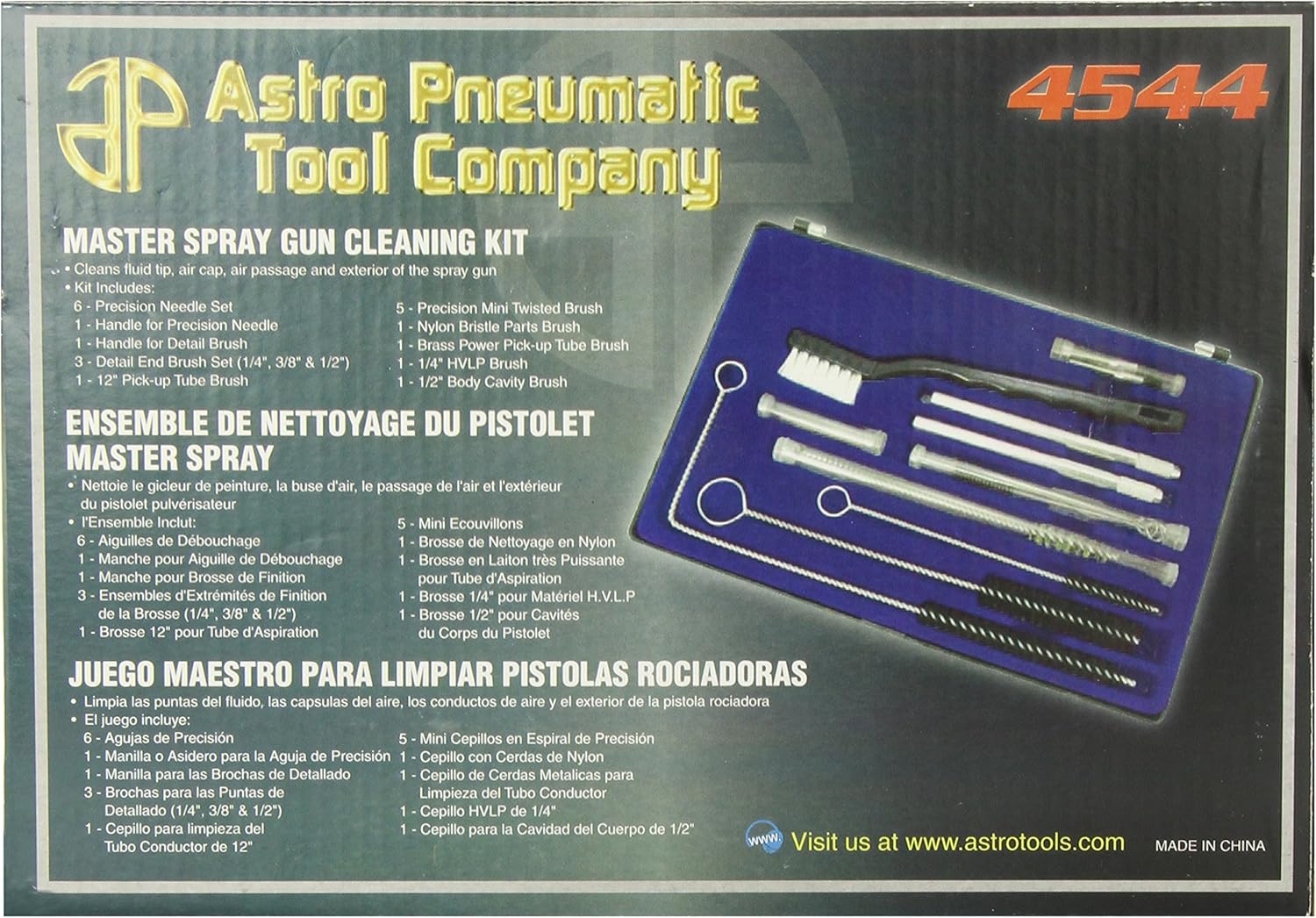 Astro Pneumatic 4544 Kit de nettoyage pour pistolet pulvérisateur Master