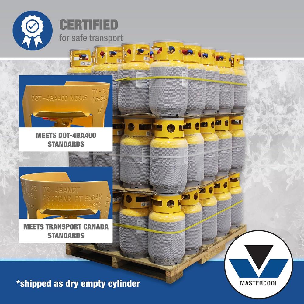 Mastercool 66011 50 livres. Réservoir d'alimentation DOT avec interrupteur à flotteur, 1/2" Acme