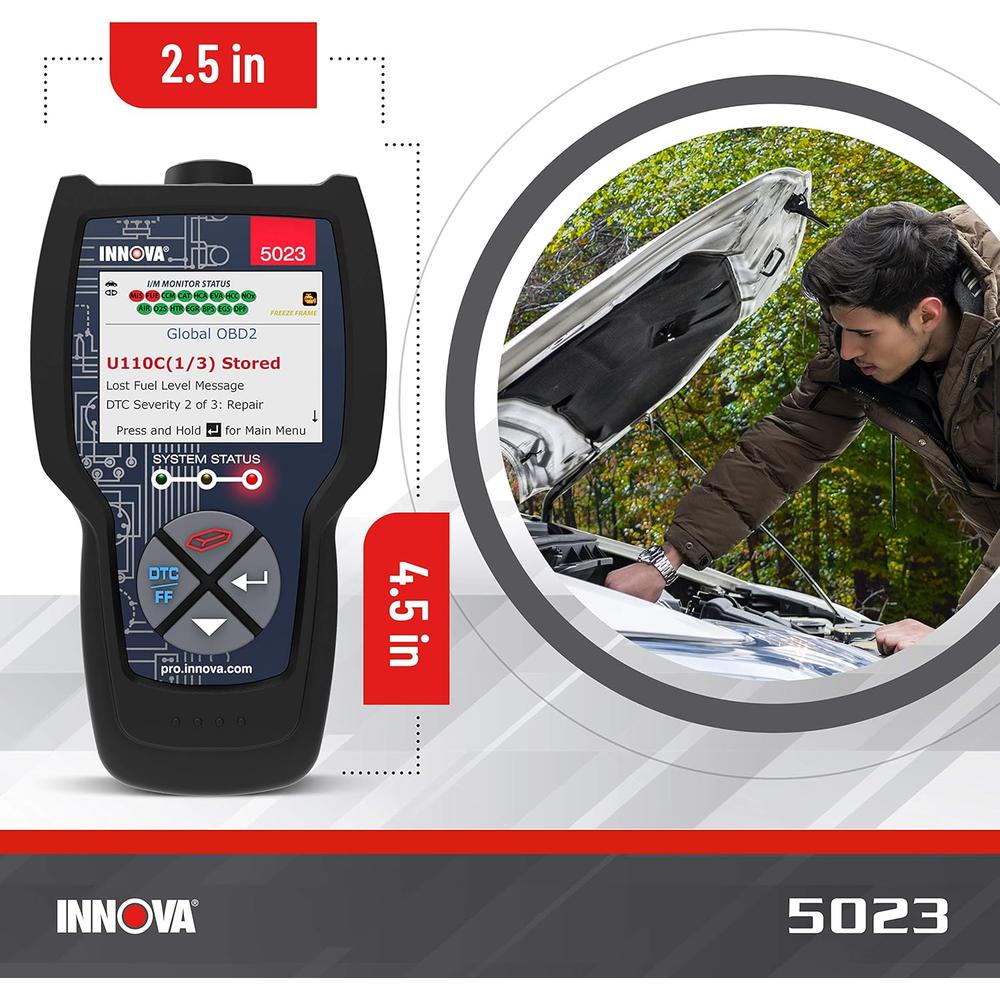 Innova 5023 Pro CarScan Code Scanner - Professional OBD2 Scanner - Smog Test Scan Tool - Multilingual Code Reader
