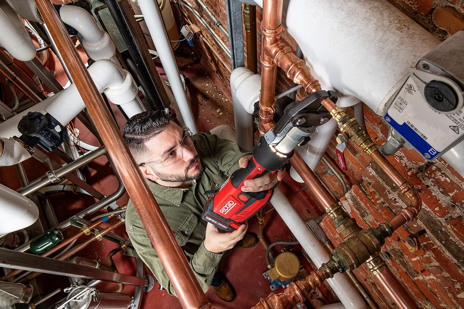 Ridgid 67178 RP 351 Outil de presse à poignée avec batterie 18 V 2,5 Ah, mâchoires Propress 1/2" - 2"