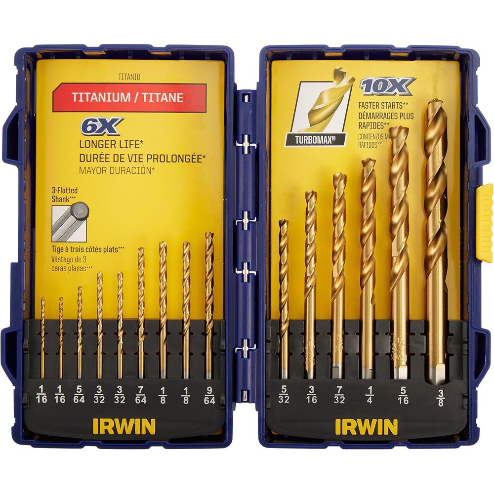 Irwin Tools 3018009 Lot de 15 forets en titane TURBOMAX SPEEDBOR PRO