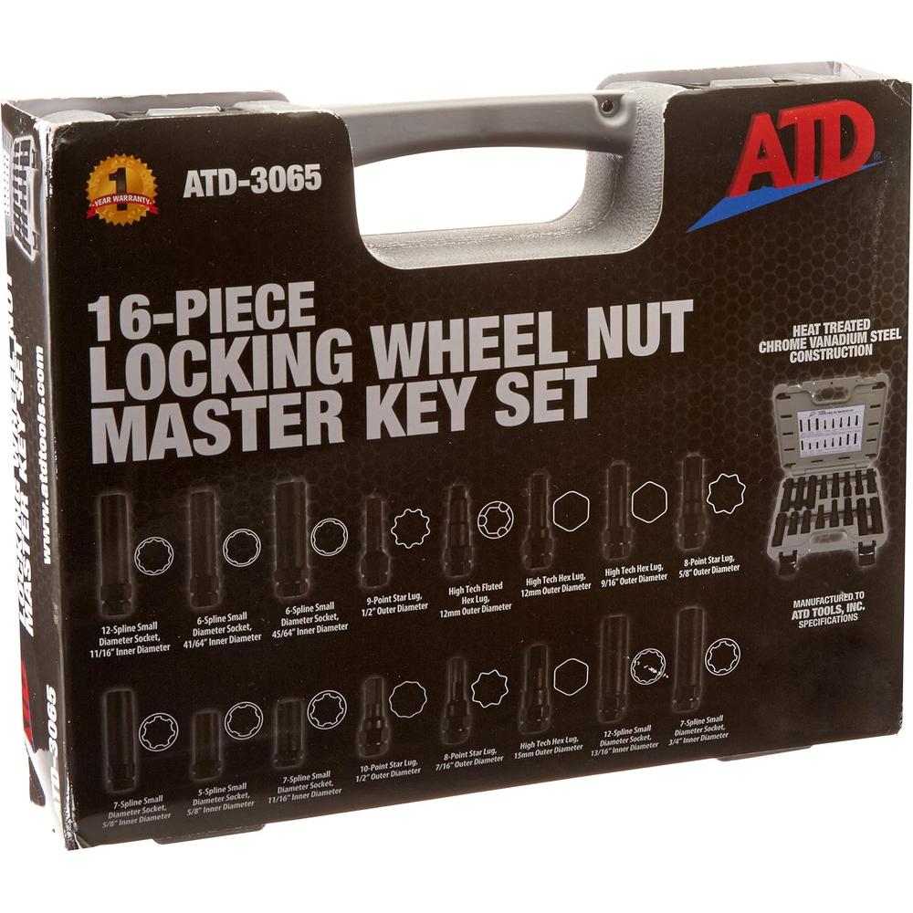 ATD Tools 3065 Lot de 16 clés principales pour écrou de roue verrouillable