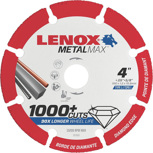 Lenox Tools 1972920 Metal Max 4" X 5/8" Angle Grinder Diamond Cut Off Wheel