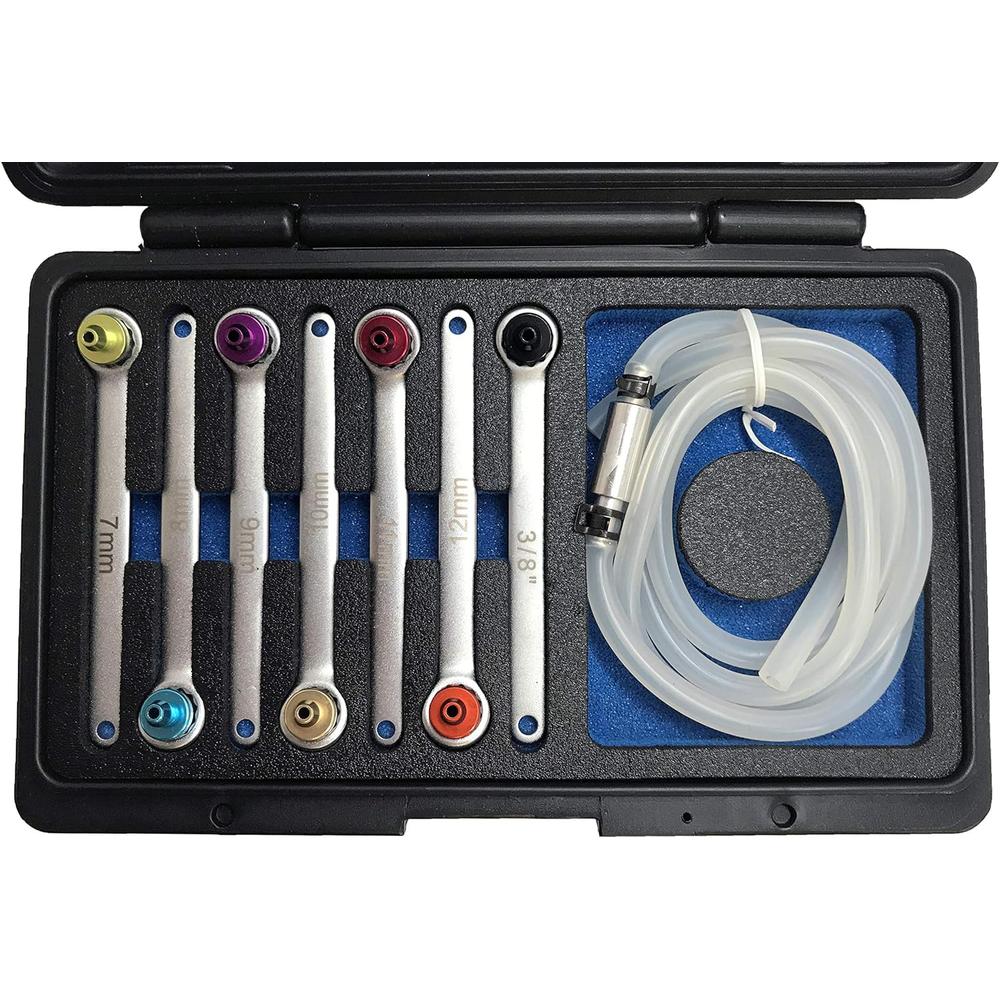 CTA Tools 1945 8-PC BRAKE BLEEDER WRENCH SET WITH SEALING RING, 3/8", 7MM-12MM, SILICONE HOSE