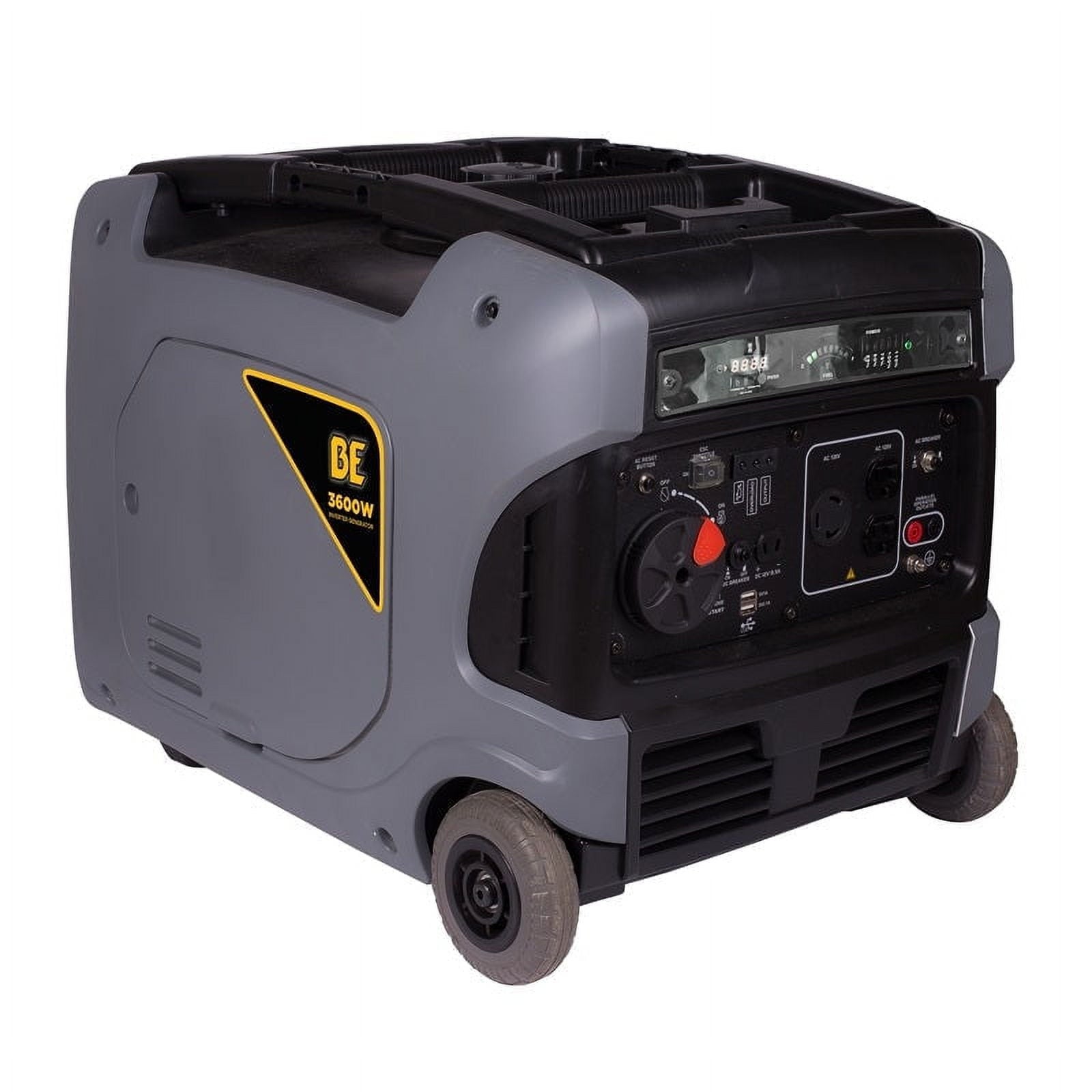 BE Power Equipment BE3600IE 3600W Digital Inverter Generator - angled front-right view with control panel