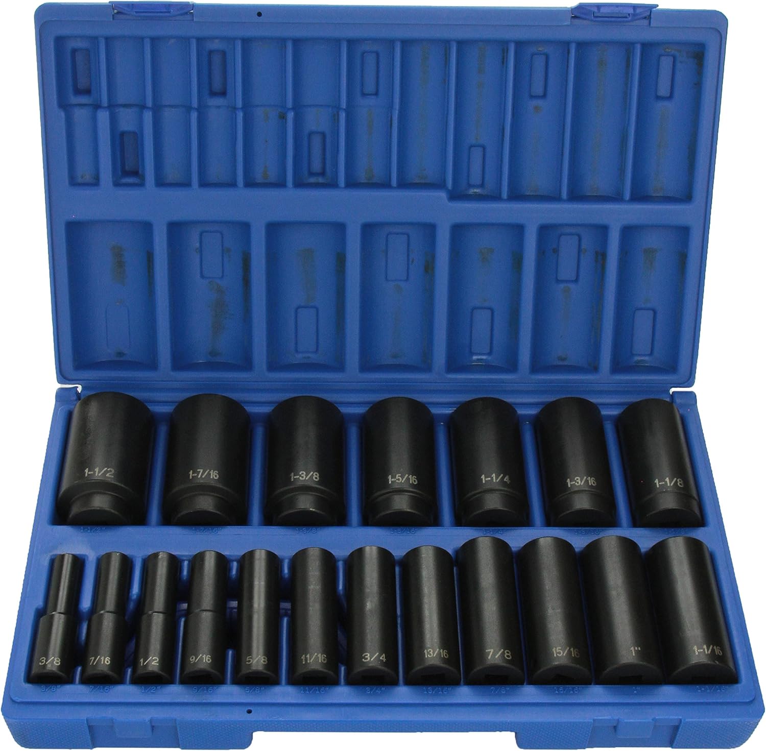 Grey Pneumatic 1719D 1/2" Dr. 19 Pc. Deep Length Fract. Set - 12 Point