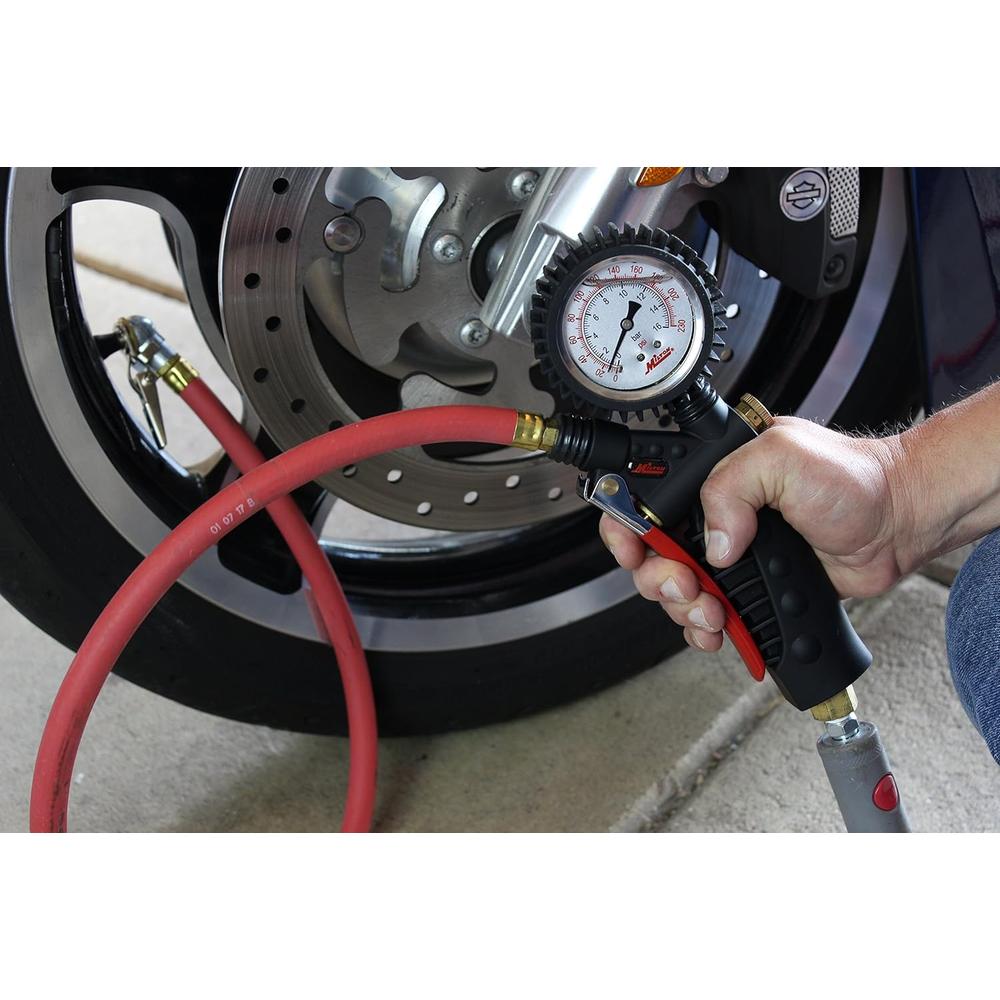 Milton Industries S-576A Pro Analog Pistol Grip Inflator Gauge-Dual Head Chuck and 15" Hose-160 PSI