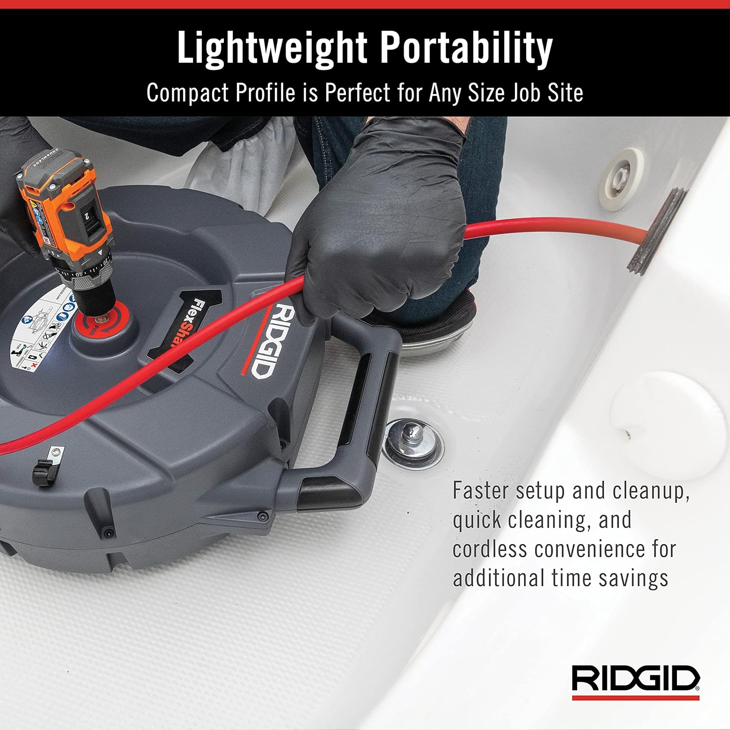 Ridgid 64273 Flex Shaft K9-204 Machine de nettoyage de canalisations pour tuyaux de 2 à 4" ; comprend : 70' de câble 5/16" et un kit