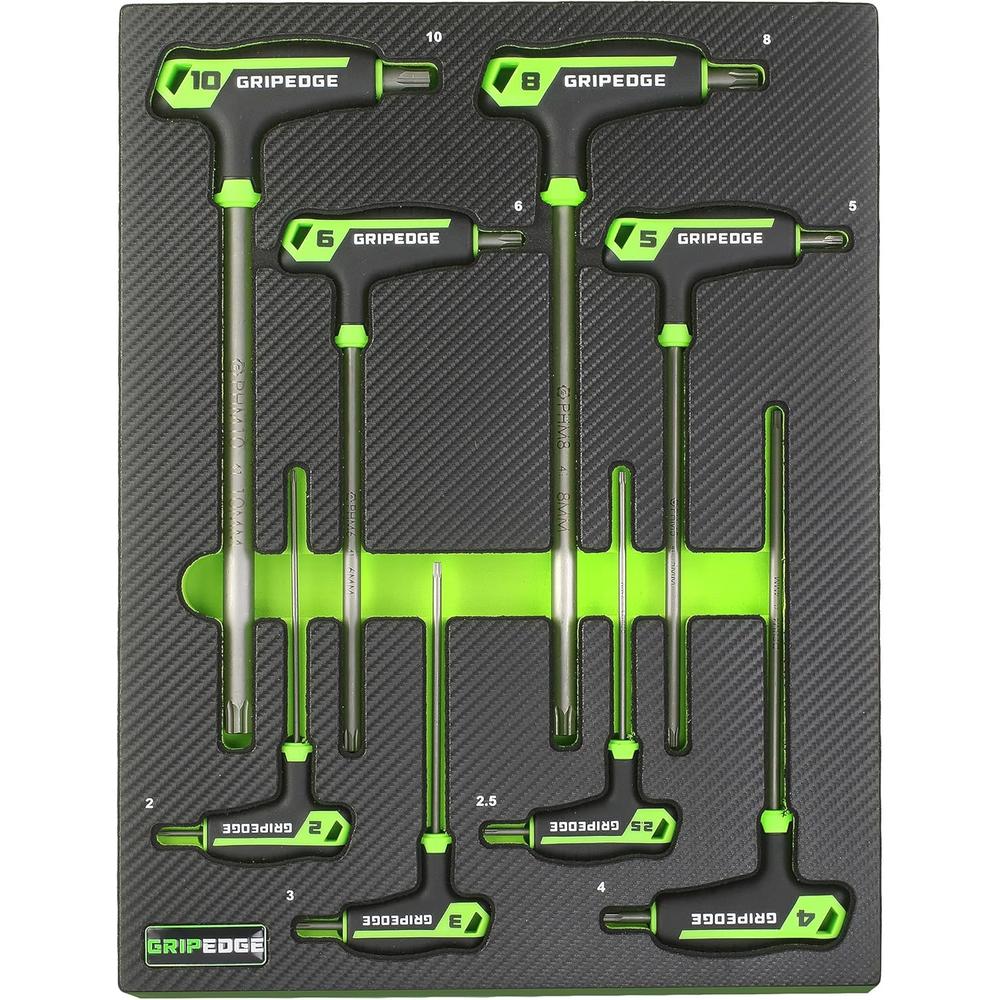 GripEdge PHM8S Jeu de 8 poignées en T hexagonales métriques Rpt (longues), 2-10 mm