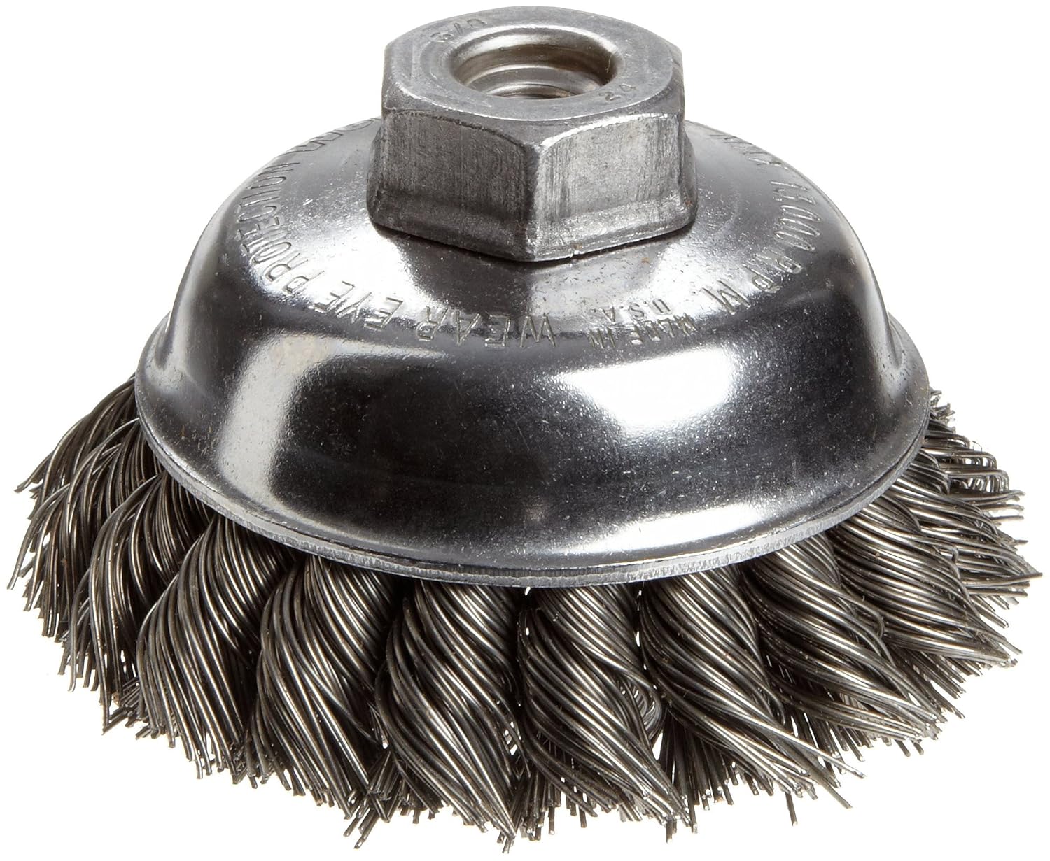 Weiler 13153 3-1/2 IN. SINGLE ROW KNOT WIRE CUP BRUSH, .023 IN. STEEL FILL, 3/8 IN.-24 UNF NUT