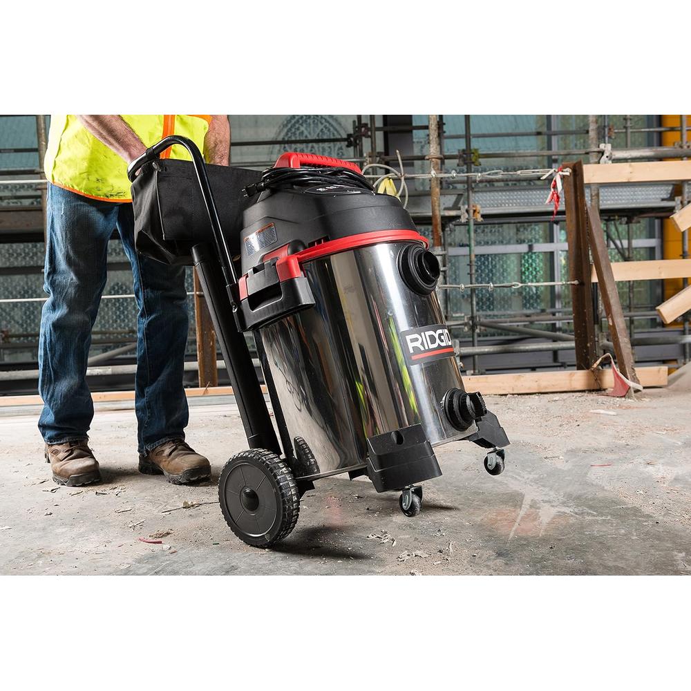 Ridgid 50353 Stainless Steel Wet/Dry Vacuum with Cart, 16 Gallon, Red