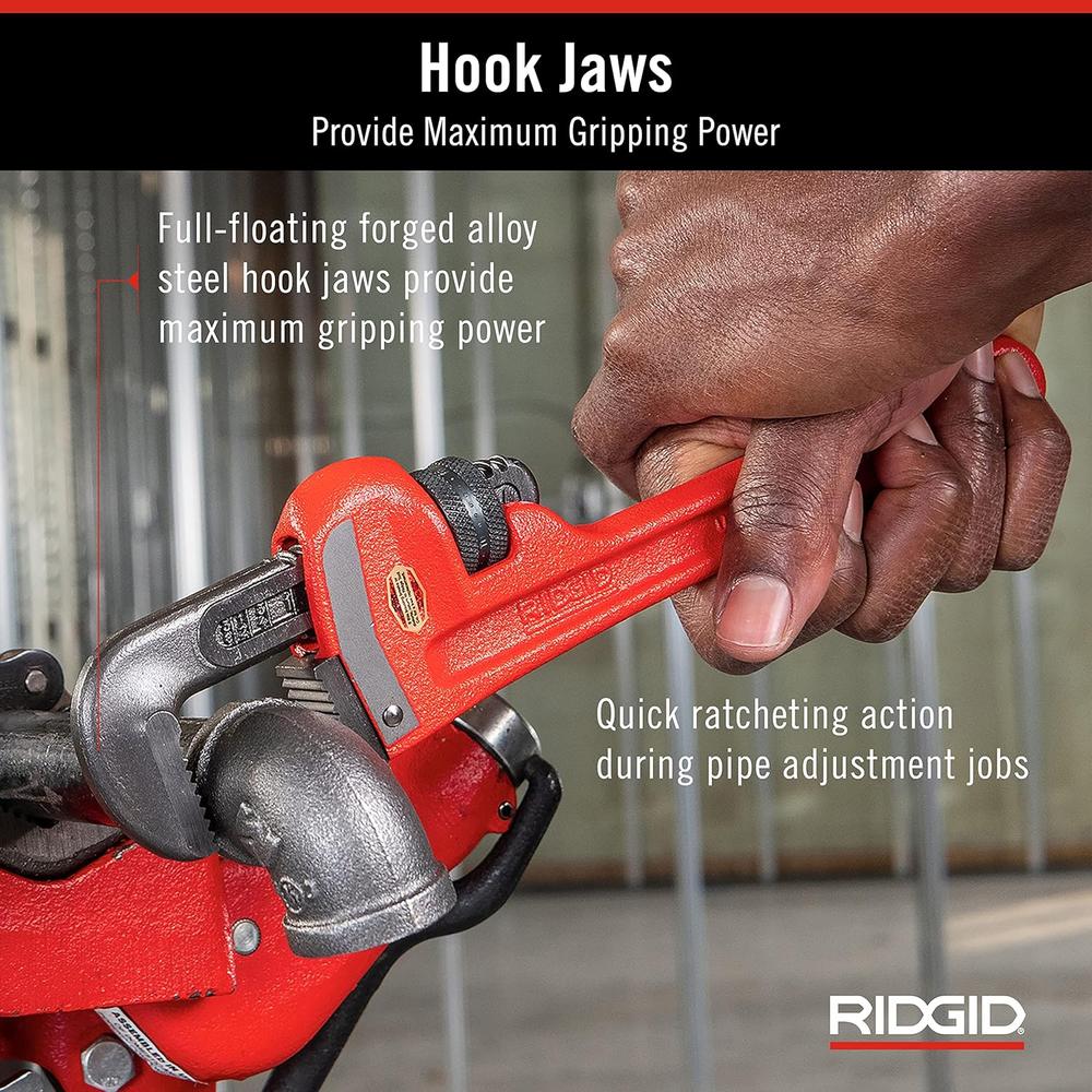 RIDGID 31010 Model 10 Heavy-Duty Straight Pipe Wrench, 10-inch Plumbing Wrench