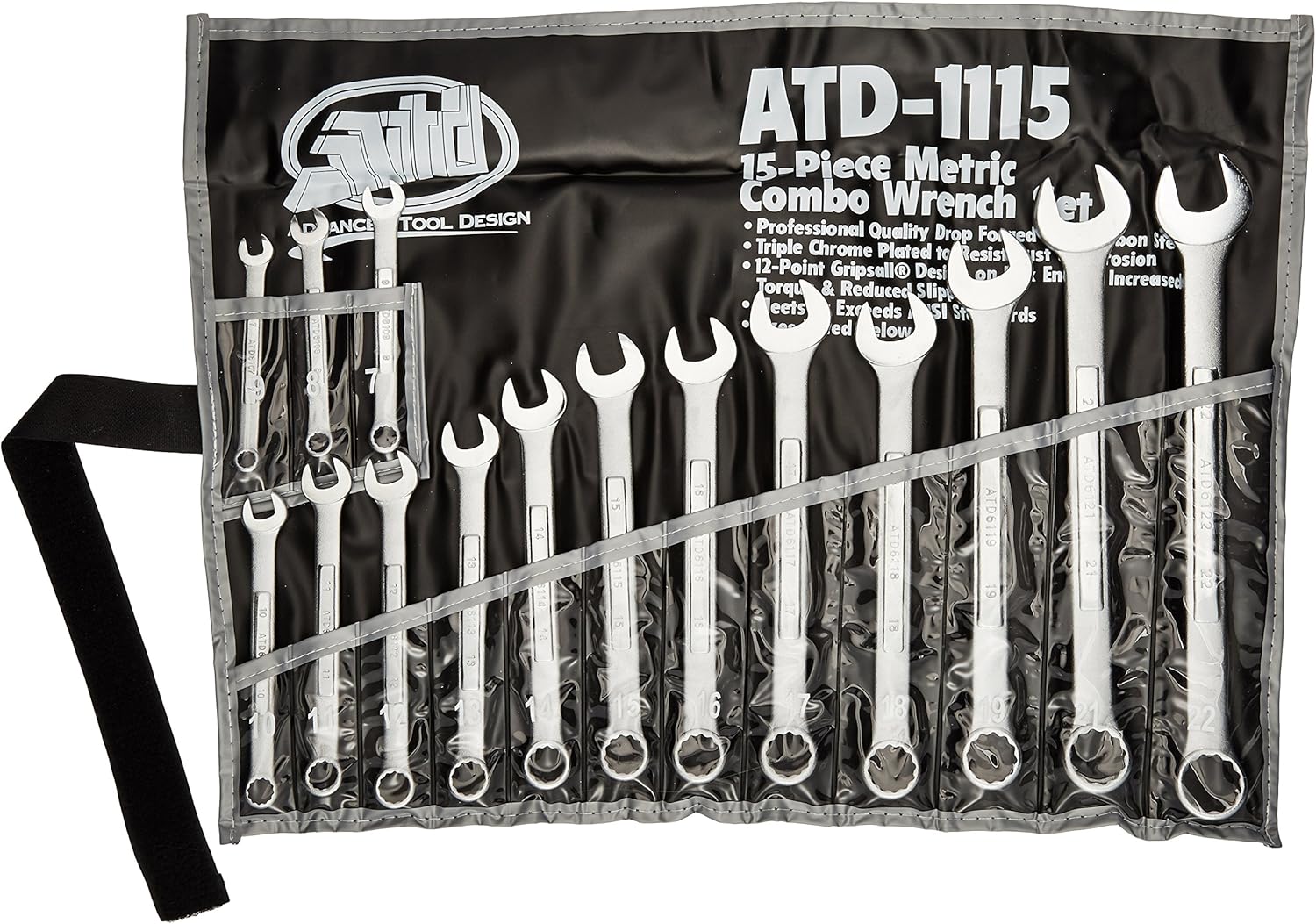 ATD Tools 1115 Jeu de 15 clés métriques à panneau surélevé