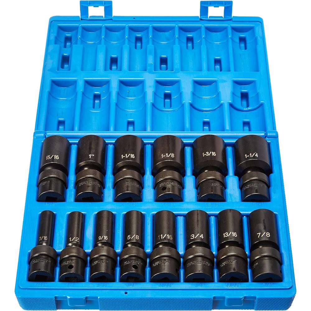 Grey Pneumatic 1314UD 1/2" Drive 14 Pc. Deep Length Fractional Univ. Set