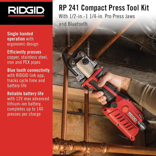 Ridgid 57363 RP 241 Compact Series Press Tool Kit With 1/2" - 1-1/4" Propress Jaws
