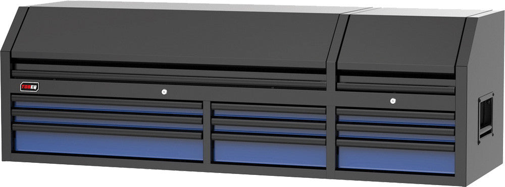 TOBEQ TCBT720923BLBK 72" 9-Drawer Top Chest in Blue and Black - Front Angle View