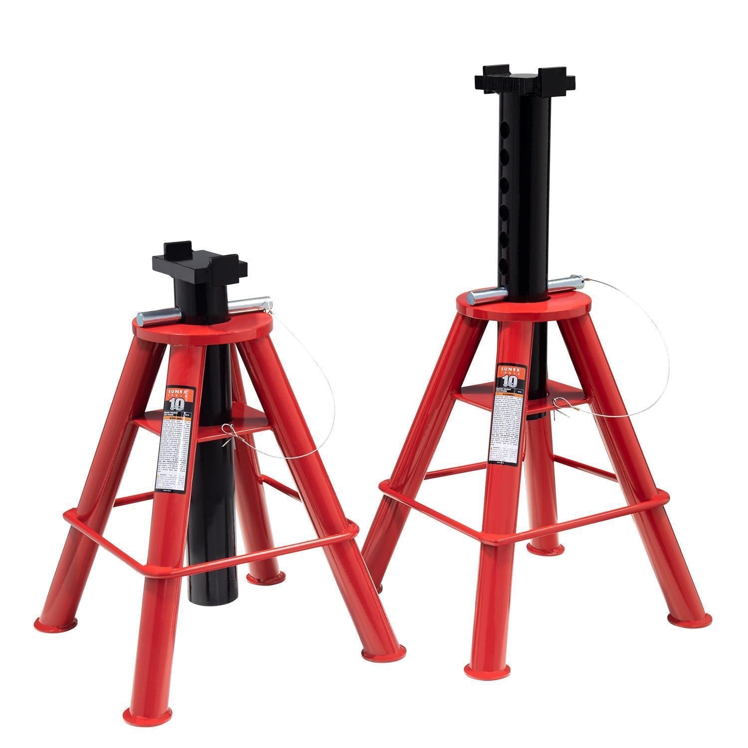 Sunex Tools 1310 10-Ton Medium Height Pin Type Jack Stands pair on white background
