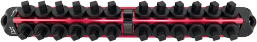 Astro Pneumatic AST-938VR 3/8" Drive V12 Locking Magnetic Socket Organizer in Red, angled view showing low-profile dual-rail design