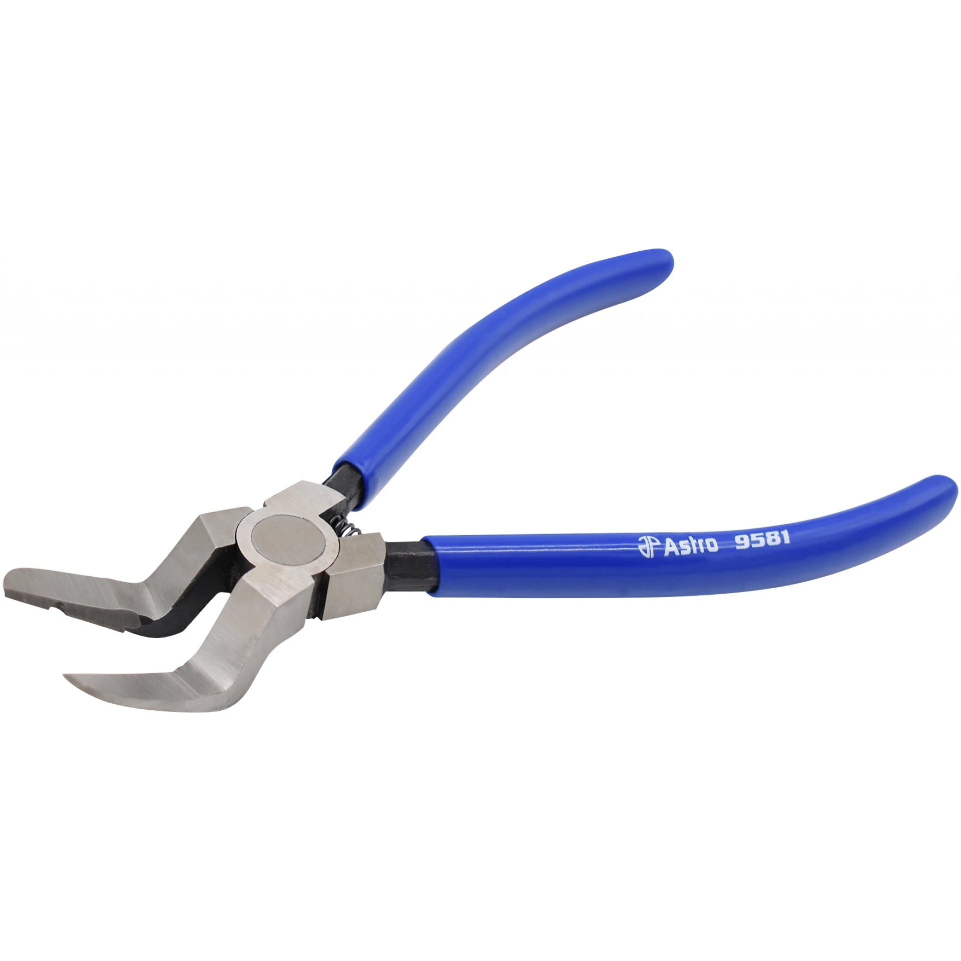 Astro Pneumatic 9581 Panel Clip Pliers front angle view of precision ground angled jaws