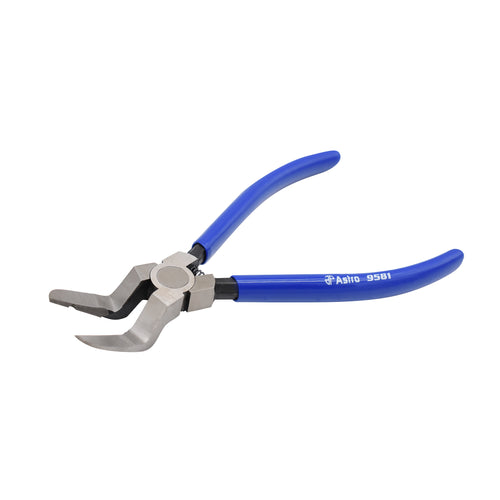 Astro Pneumatic 9581 Panel Clip Pliers side view showing angled jaw profile and blue handles