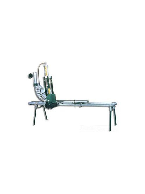 Greenlee 881CTE980 Cam Track Hydraulic Conduit Bender with 980 Pump on mobile bending table, side view
