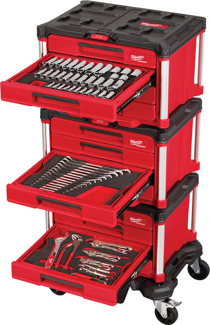 Milwaukee Tool 48-22-9495 366-Pc Master Mechanics Metric & SAE Hand Tool Set with Packout Drawers and Dolly - MPR Tools & Equipment