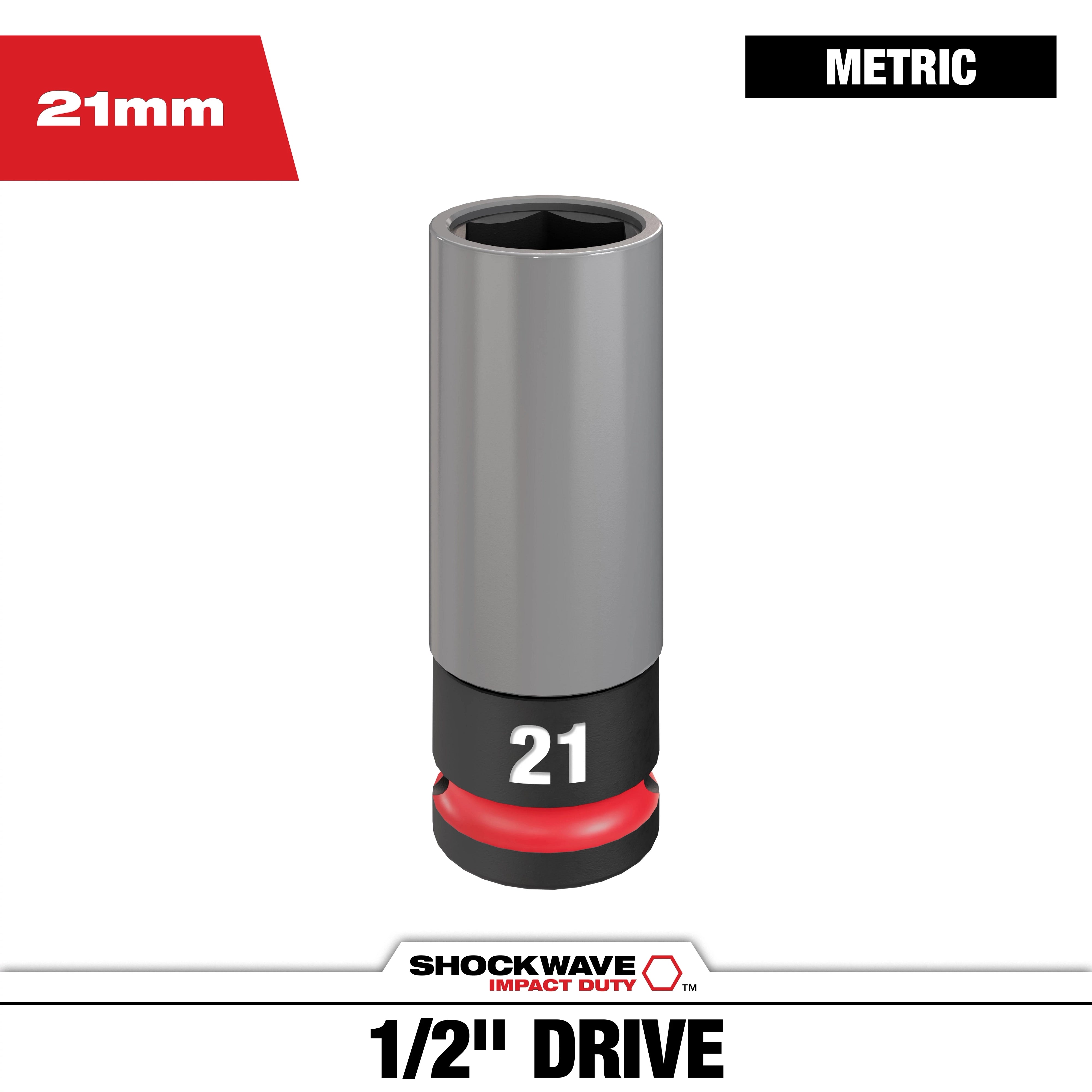 Milwaukee Tool 49-66-7806 SHOCKWAVE Impact Duty 1/2" Drive 21MM Metric Lug Nut Wheel Socket