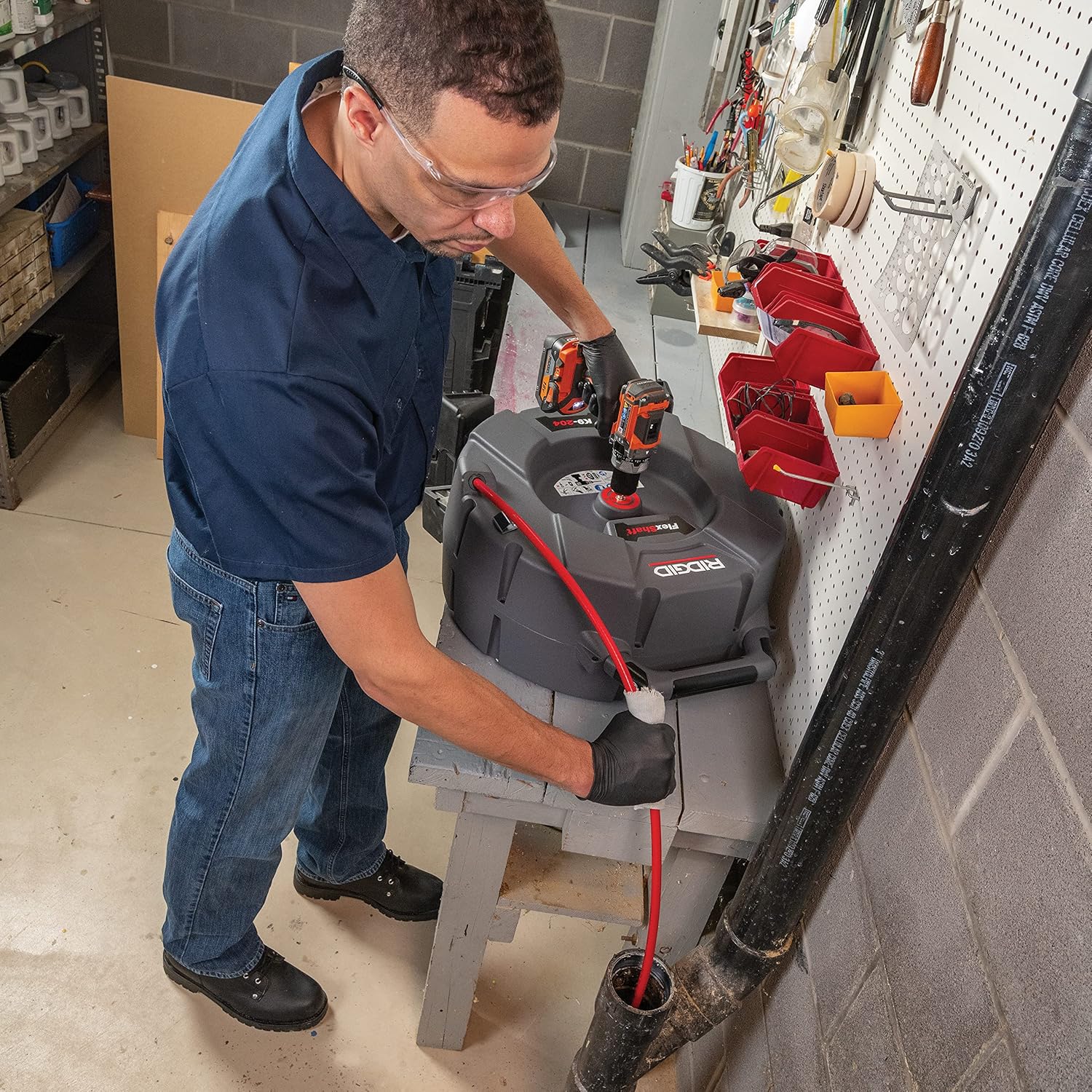 Ridgid 64273 Flex Shaft K9-204 Machine de nettoyage de canalisations pour tuyaux de 2 à 4" ; comprend : 70' de câble 5/16" et un kit