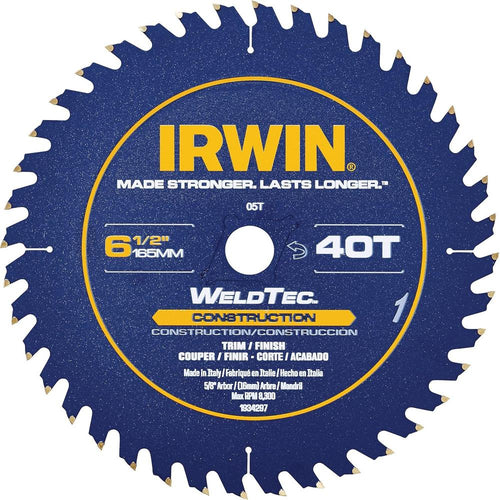 Irwin Tools 1934297 Lame de scie circulaire sans fil WeldTec 40 dents, 6-1/2"