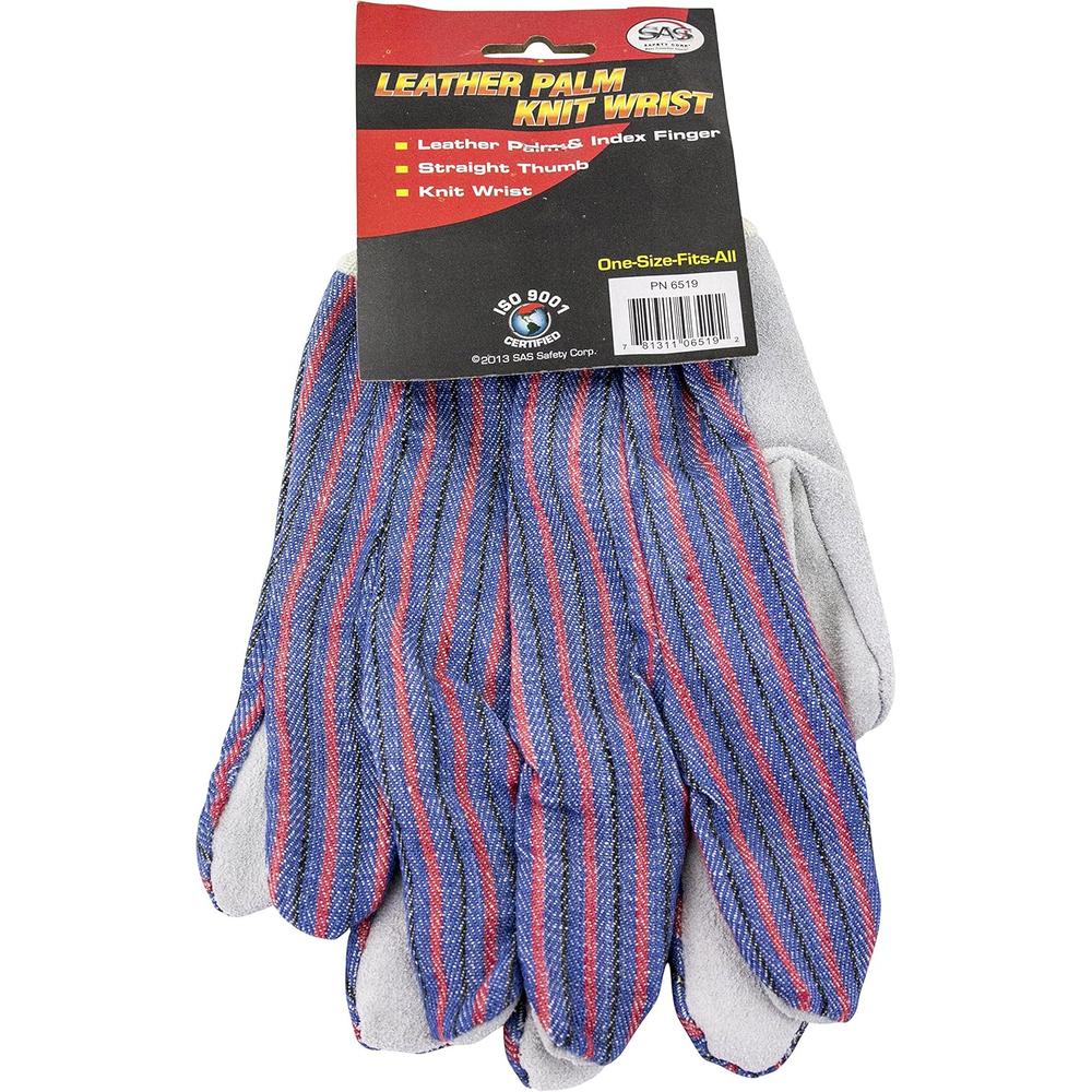 SAS Safety 6519 Gants de poignet en cuir tricoté avec paume - Taille unique - Vente au détail