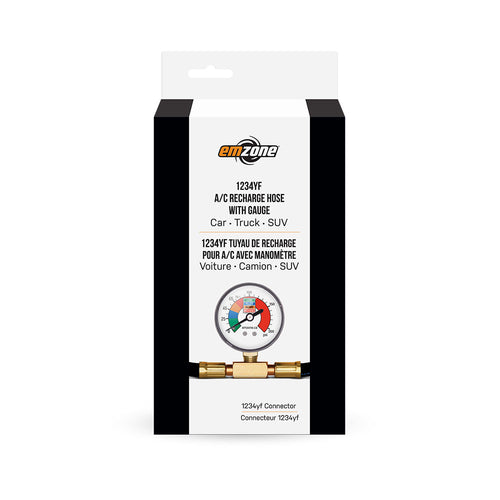 Emzone EMZ-45763 1234yf A/C Recharge Hose with Gauge, 13 In - retail packaging for Car, Truck, and SUV