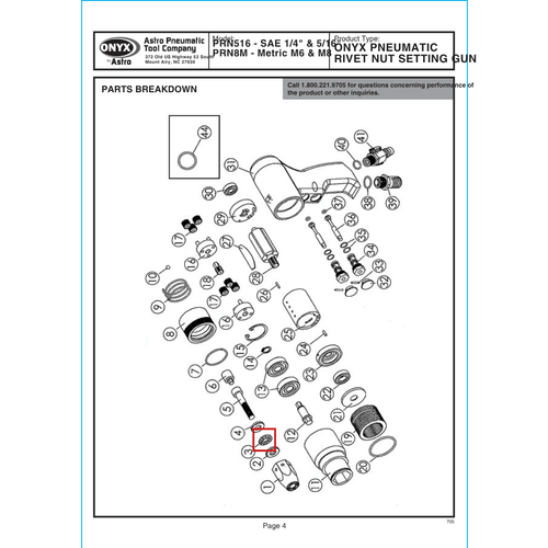 Astro Pneumatic PRN516-03 8mm Bearing for PRN516 Rivet Nut Gun