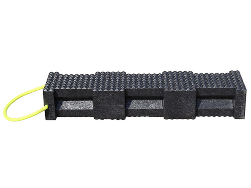 AME International 15210 Hybrid Crib 4x4x18 Black Cribbing Block - side view showing interlocking surface and carry loop