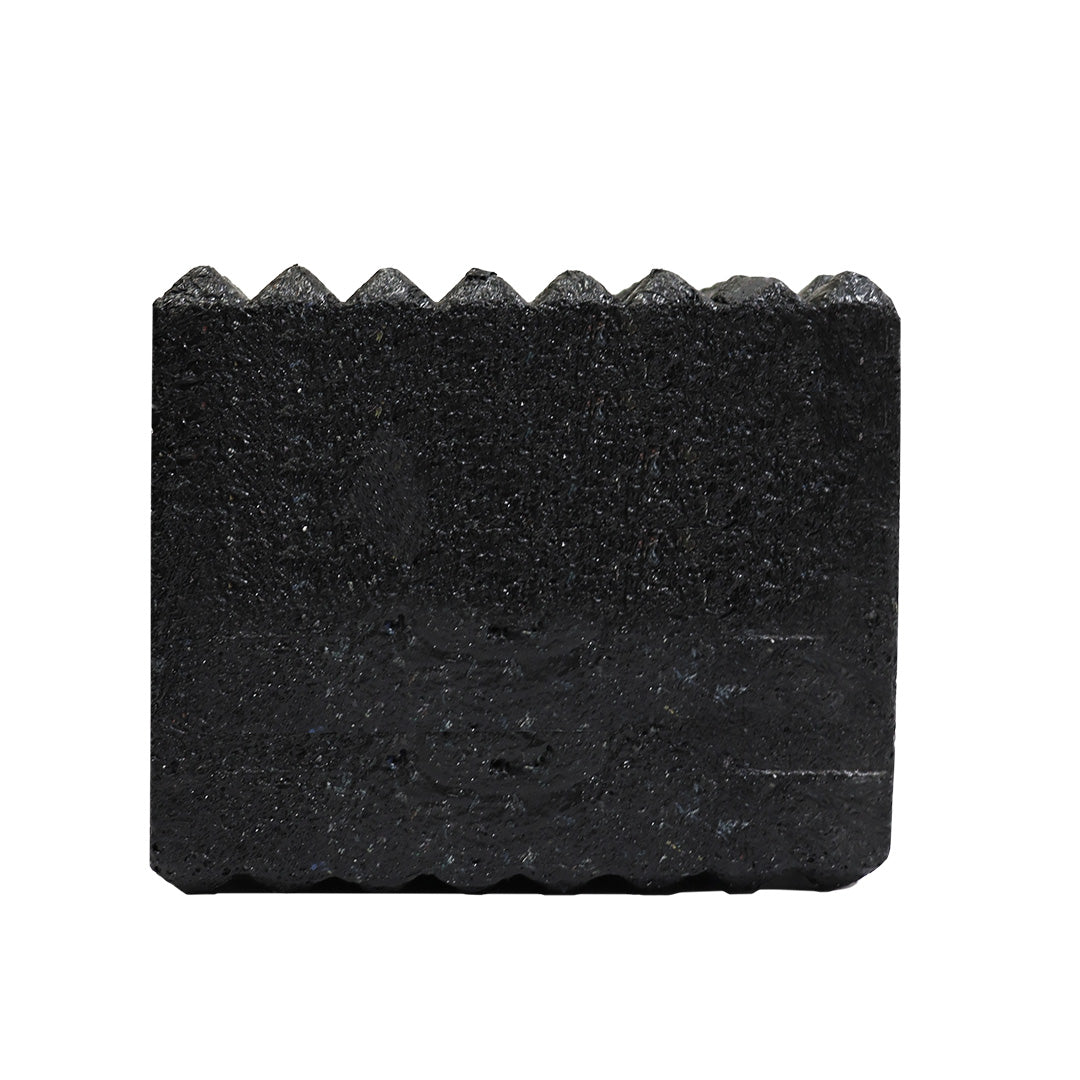 AME International 15210 Hybrid Crib 4x4x18 Black Cribbing Block - end view showing aggressive non-slip surface texture