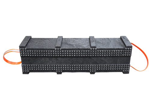 AME International 15239 Prime Crib® Black Cribbing Block 6in x 7in x 24in - side profile view with orange lanyards