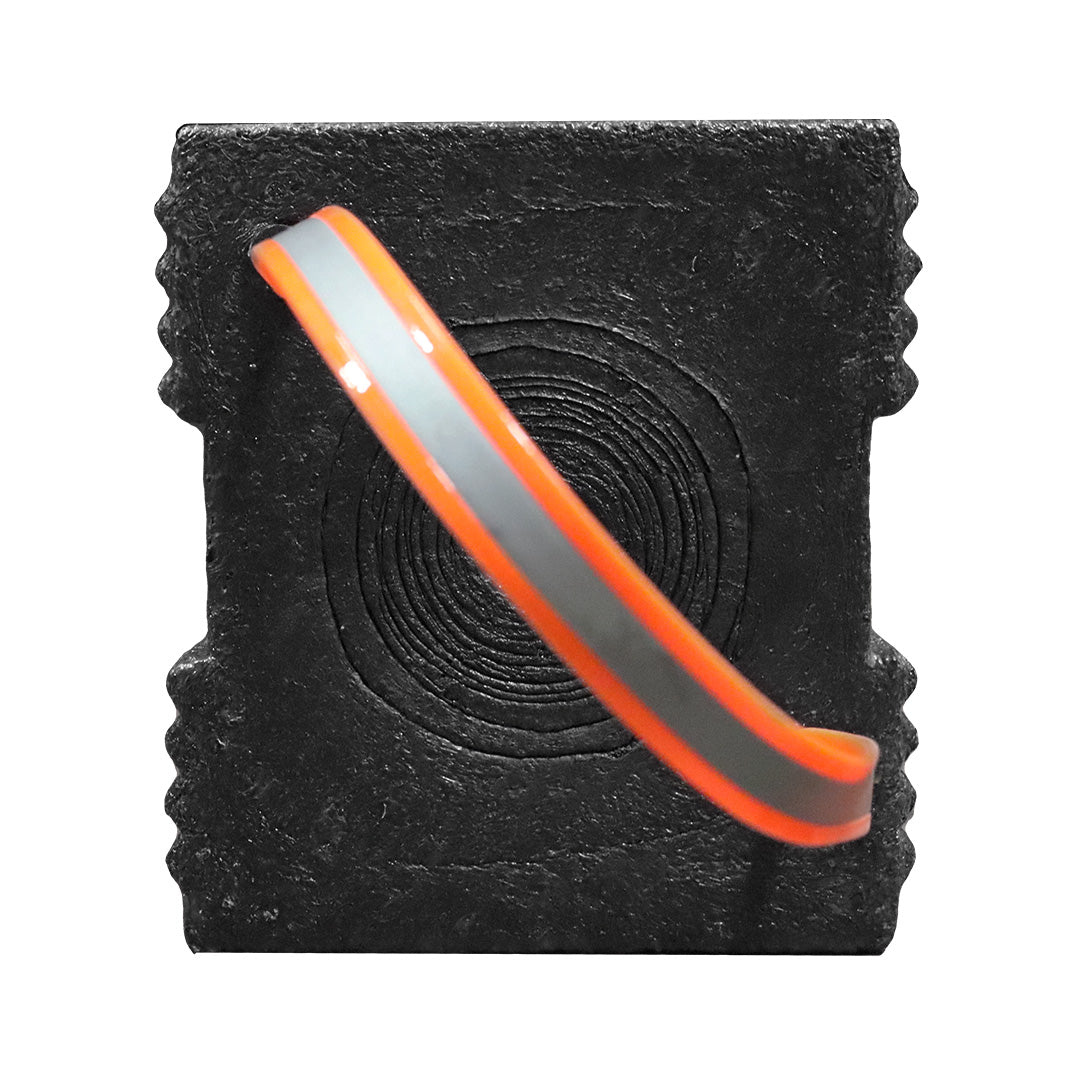 AME International 15239 Prime Crib® Black Cribbing Block - end view showing interlocking pyramid texture and orange lanyard
