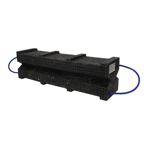AME International 15230 Super Crib 6x7x24 Black Cribbing Block angled view with blue carrying lanyard