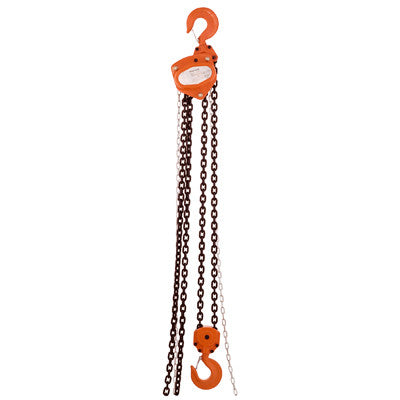 American Power Pull 415 1.5 Ton Chain Block with orange heat-treated steel housing and load chain