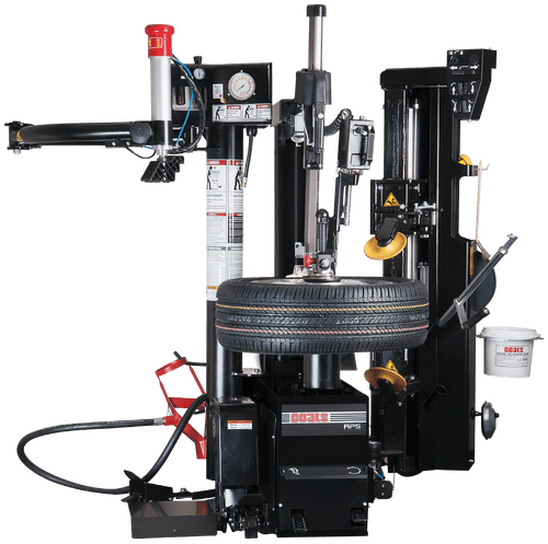 Coats APS 3000 Leverless Tilt-Back Tire Changer with tire mounted, full machine view