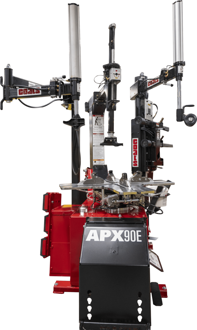 Coats APX90E Rim Clamp Tire Changer front view with dual assist arms