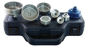 Assenmacher Specialty Tools ASM-2123 8pc Oil Filter Wrench Socket Set displayed in carrying case