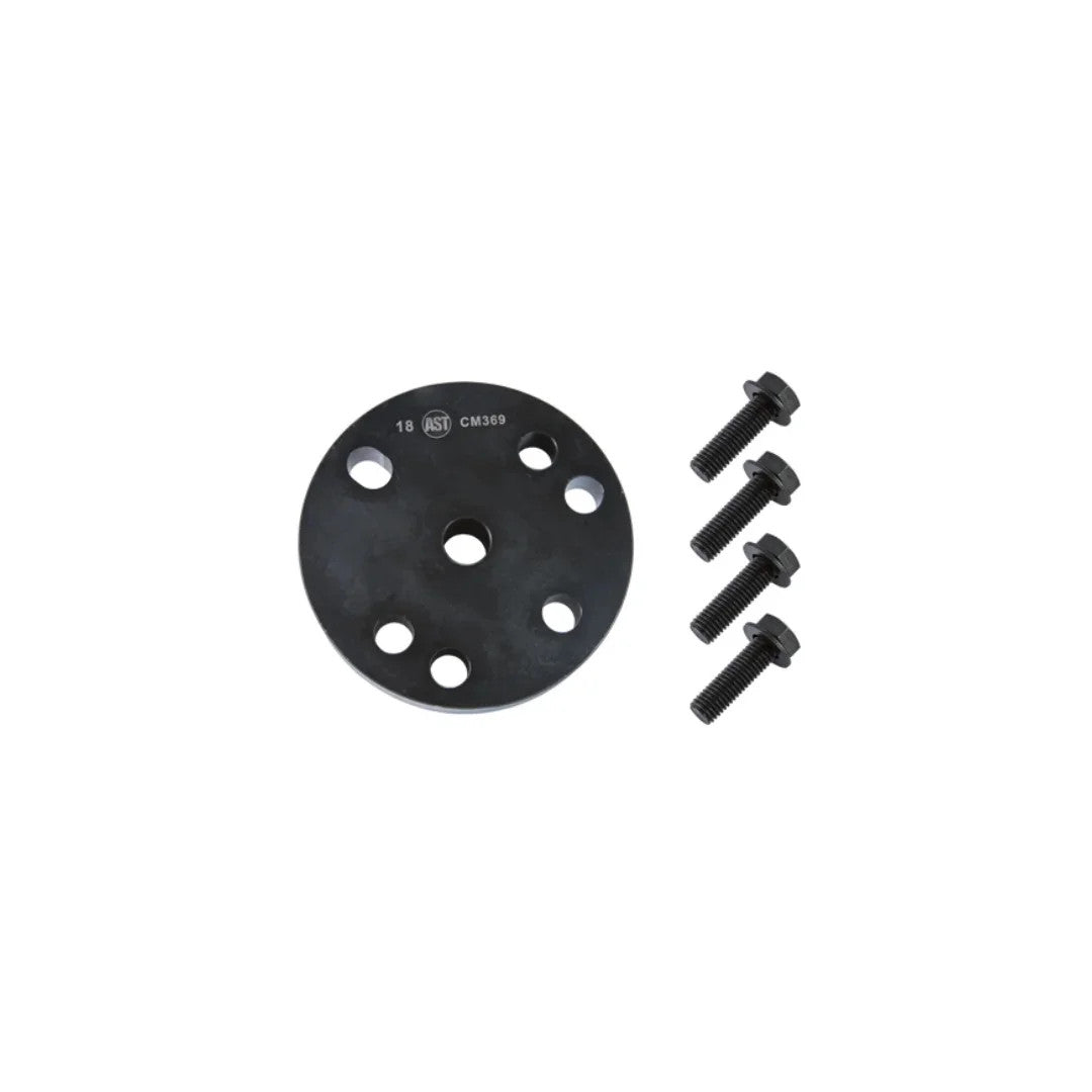 Assenmacher Specialty Tools CM369 Cummins ISX Gear Puller - circular plate with mounting bolts