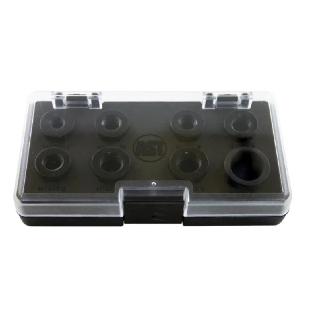 Assenmacher Specialty Tools TM218 8pc Ball Joint Hammer Nut Set closed storage case top view