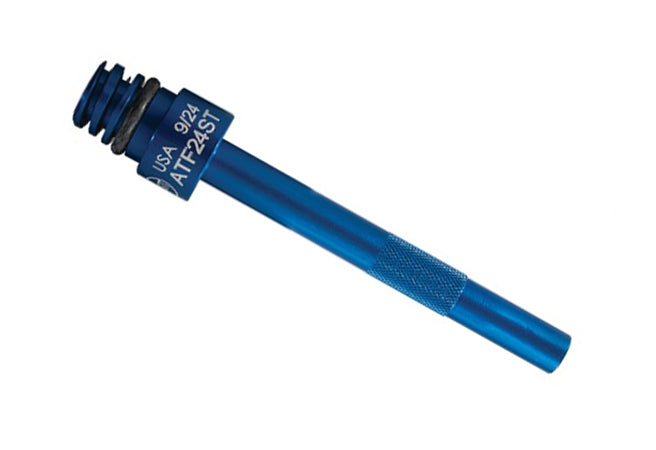 Assenmacher Specialty Tools ATF24ST Audi Transmission Filling Adapter, blue anodized aluminum with knurled grip and threaded fitting